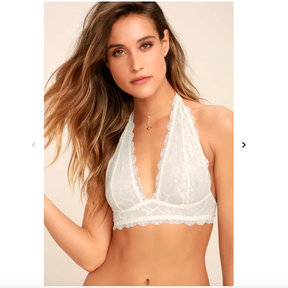 Free People Other - Free People Ivory Lace Halter Bralette - EUC 🤩